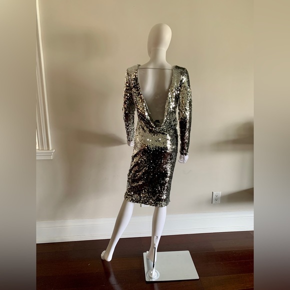 NWOT Marciano Platinum Sequin Dress - Picture 3 of 11